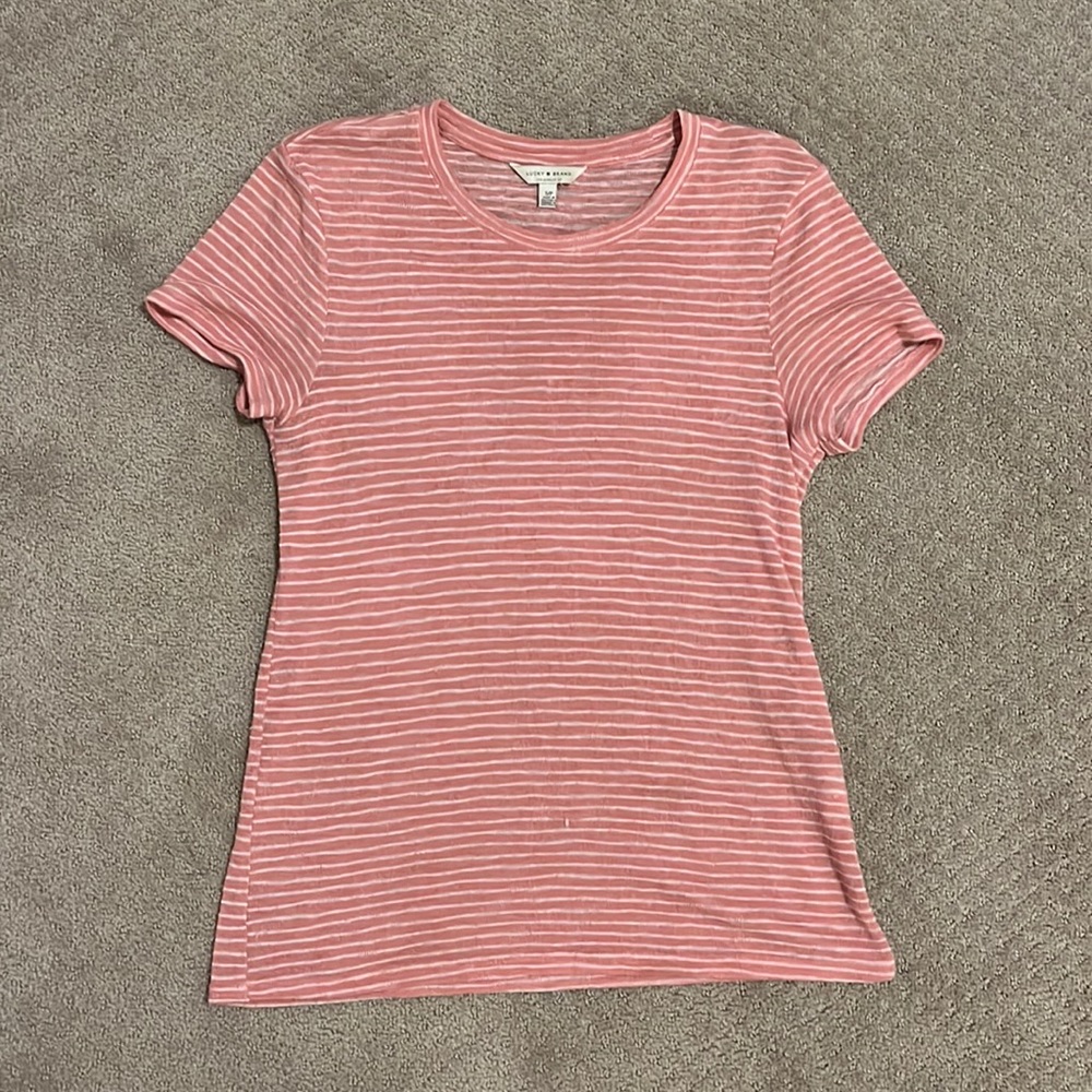 LUCKY BRAND Pink/White Striped Tee